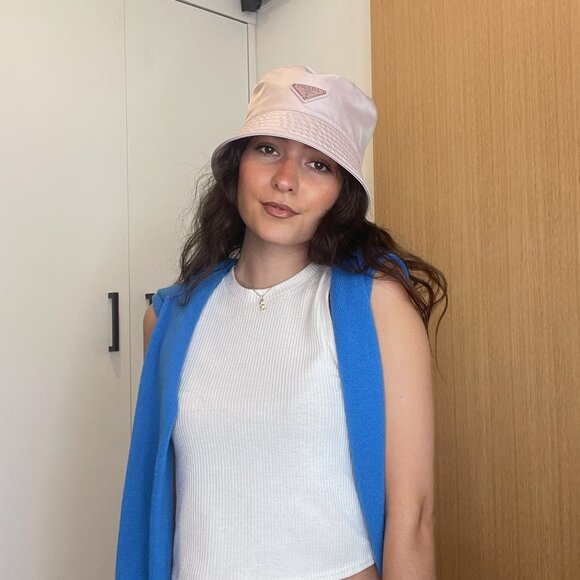 Prada Pink Nylon Logo Hat - Picture 6 of 6